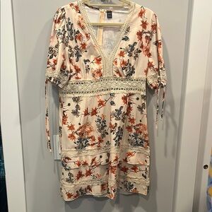 SHEIN Cream Puff Sleeve V-Neck Mini Sundress